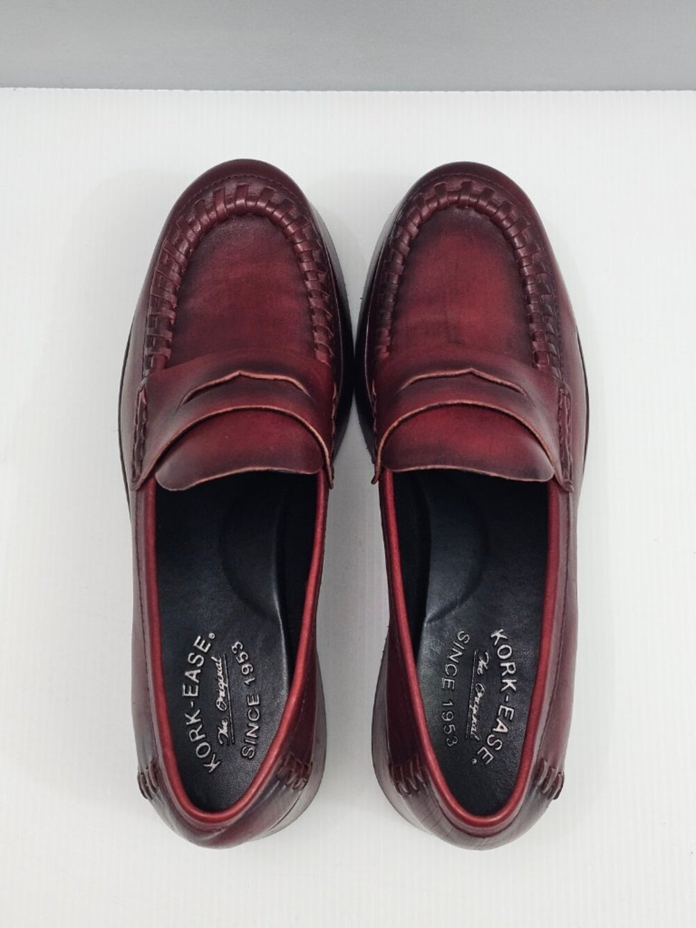 Kork Ease Pixie Platform Penny Loafer Womens 9 Dark Brick Red Leather Wedge NEW - Picture 9 of 14